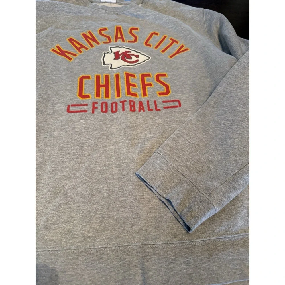 Kansas City Chiefs Sweatshirt Crewneck mens L Pullover Fleece Gray NFL Football